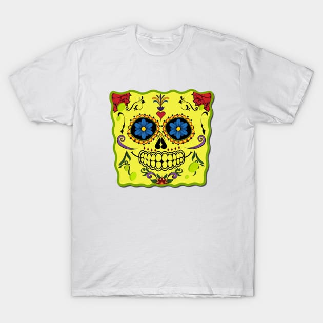 Spongebob Sugar Skull L T-Shirt by karutees